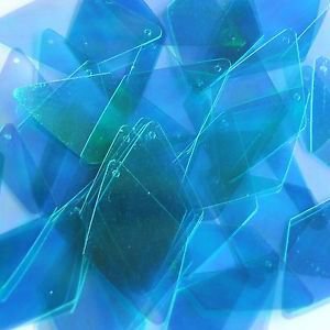Long Diamond Sequin 1.75" Aqua Blue Iridescent Rainbow Crystal Rainbow Iris Irid