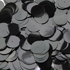 20mm Sequins Center Hole Black Opaque. Made in USA