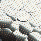 Round Sequin 30mm Orange Polka Dot on Silver Metallic