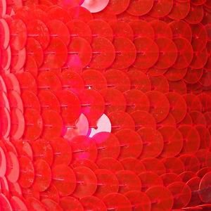 Red Fluorescent See-Thru Large Sequin Trim 10mm flat strung. Made in USA.