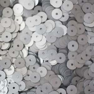 6mm Flat SEQUIN PAILLETTES ~ SILVER Matte SILK FROST ~ Round Disc ~ Made in USA