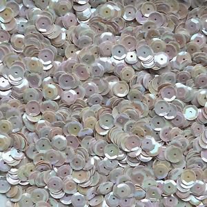 8mm Cup Sequins Facet Paillette  Beige Dk Ivory Opaque Iris Rainbow  Made in USA