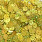 8mm Flat SEQUIN Loose PAILLETTES ~ YELLOW Laser MULTI  HOLOGRAM ~ Round Disc