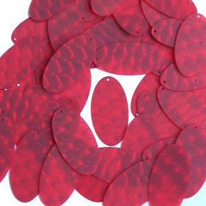 3D Red Oval Sequin 1.5 inch Dimensional Reflector Paillettes. Made in USA.