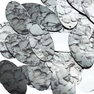 Oval Sequin 1.5" Gray Stone Rocks Pebbles Gravel Silver Metallic