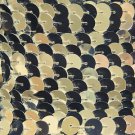 Sequin Trim 8mm Iron On Black and Gold Metallic. Made in USA