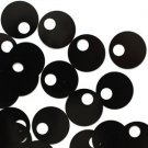 Large Hole SEQUIN PAILLETTES ~  BLACK Opaque Shiny~ 20mm round ~ Made in USA