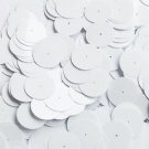 20mm Sequins Center Hole White Opaque. Made in USA