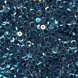 8mm Cup Sequins Facet Paillette ~ Capri Blue See Thru Transparent ~ Made in USA