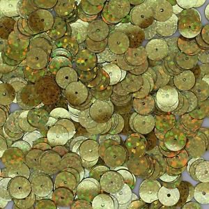 8mm Flat SEQUIN Loose PAILLETTES ~ Gold Laser MULTI  HOLOGRAM ~ Round Disc