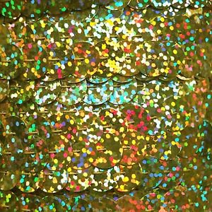 Yellow Hologram Reflective Metallic Sequin Trim 10mm flat strung. Made in USA.