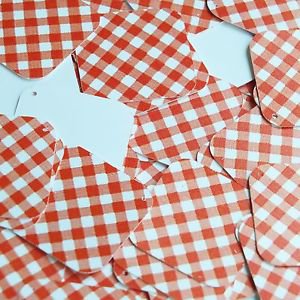 Square Diamond Sequin 1.5" Red White Gingham Plaid Checker Pattern Opaque