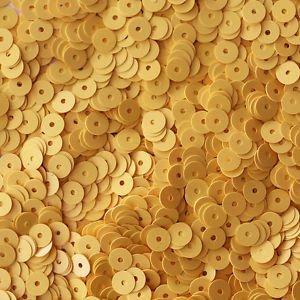 5mm Flat SEQUIN PAILLETTES ~ Opaque YELLOW Shiny ~ Round Disc ~ Made in USA.