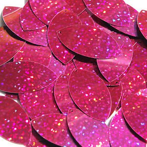 Fuchsia Pink Glitter Sparkle Navette Leaf Sequins 1.5 inch Couture Paillettes