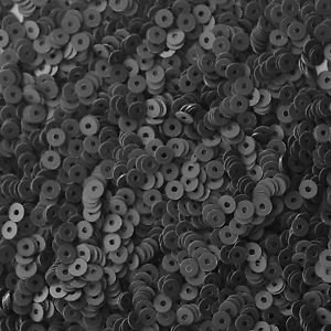 3mm Flat SEQUIN PAILLETTES ~ BLACK Matte Silk Frost Metallic ~ Made in USA.