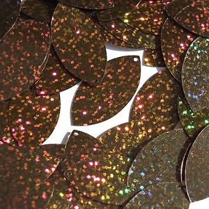Brown Sequin Glitter Hologram Navette Leaf 1.5 inch Couture Paillettes