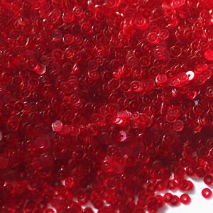 3mm Flat SEQUIN PAILLETTES ~ Transparent RUBY RED See-Thru ~ Made in USA.