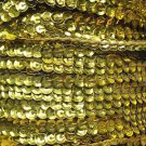 Yellow Metallic 5mm cup Sequin Trim Flat Stitched Strung by the yard 15'