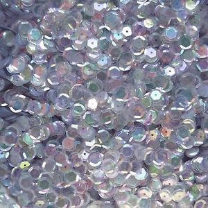 8mm Cup Sequins Facet Paillette ~ Pale Blue Crystal Iris Rainbow ~ Made in USA