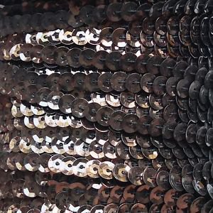 Chocolate Brown Metallic 5mm cup Sequin Trim Flat Stitched Strung by yard 15'