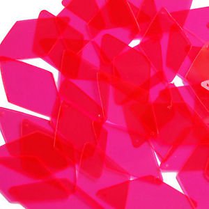Magenta Pink Transparent Sequins Long Diamond See-Thru 1.75" Couture Paillettes