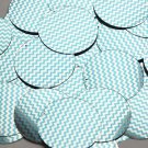 Round Sequin 1.5" Aqua Blue Silver Chevron Zig Zag Pattern Metallic