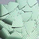 Fishscale Fin Sequin 1.5" Green Silver Chevron Zig Zag Pattern Metallic