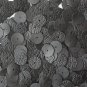 10mm Flat SEQUIN PAILLETTES ~ BLACK LEATHER effect ~ Round Disc ~ Made in USA.