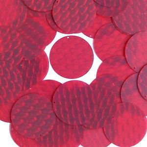 3D Red Round Sequin 1.5 inch Dimensional Reflector Paillettes. Made in USA.