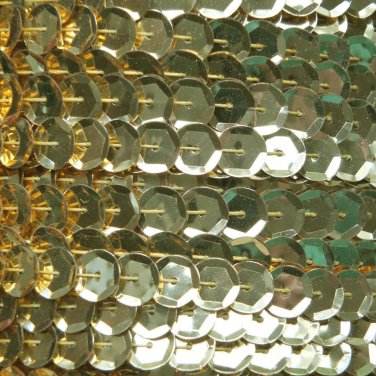 Sequin Trim ~ Gold Metallic ~ 8mm Cup Facet strung by the yard. Made in USA.