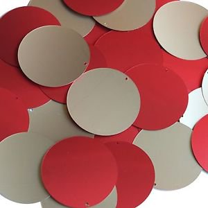 Round Sequin 1.5" Red Gold Matte Silk Frost Matte Silk Frost