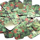Rectangle Sequin 1.5" Holly Leaves and Berries Green Leaf Red Berry Metallic