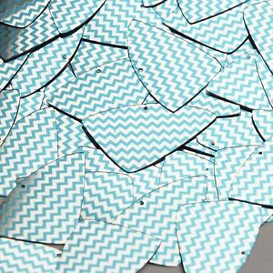 Fishscale Fin Sequin 1.5" Aqua Blue Silver Chevron Zig Zag Pattern Metallic