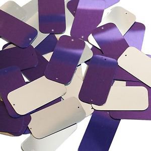 Purple Silver Metallic Sequin 2 hole Rectangle 1.5 inch Couture Loose Paillettes