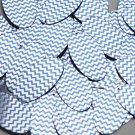Oval Sequin 1.5" Blue Silver Chevron Zig Zag Pattern Metallic
