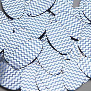 Oval Sequin 1.5" Blue Silver Chevron Zig Zag Pattern Metallic