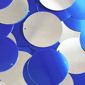 Royalo Blue Silver Sequin Round 1.5 inch Two Sided Large Couture Paillettes