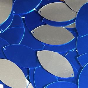 Royal Blue Silver Navette Leaf Sequin Two Sided 1.5 inch Couture Paillettes