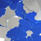 Silver Royal Blue Two Sided Cloud 1.5" Couture Sequin Paillettes. Made in USA.