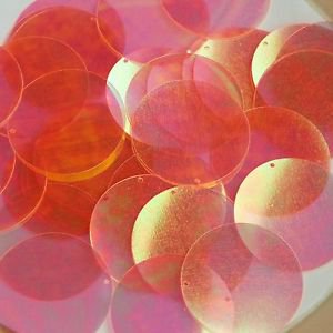 Orange Crystal Rainbow Iridescent Sequins Round 1.5" Large Couture Paillettes