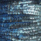 Light Blue Metallic 5mm cup Sequin Trim Flat Stitched Strung by the yard 15'