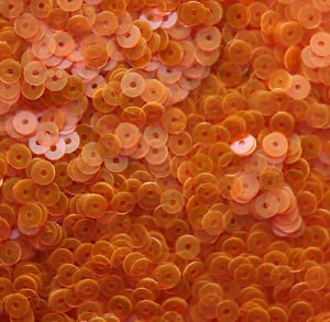 4mm Flat SEQUIN PAILLETTES ~ ORANGE FLUORESCENT Neon Transparent  ~ Made in USA