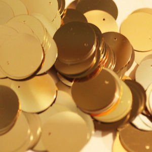 20mm ROUND SEQUIN PAILLETTES ~  GOLD Metallic ~ Flat Sequin Disc Made in USA