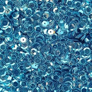 8mm Cup Sequins Facet Paillette ~ Aqua Blue See Thru Transparent ~ Made in USA
