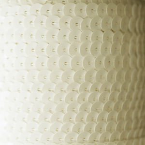 SEQUIN STRING TRIM ~ SATIN WHITE ~ 6mm FLAT strung by the yard  Made in USA