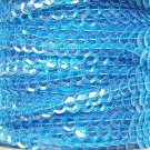 Sequin Trim Aqua Blue See Thru 8mm Cup Facet strung by the yard. Made in USA.