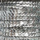 Sequin Trim ~ Silver Metallic ~ 8mm Cup Facet strung by the yard. Made in USA.