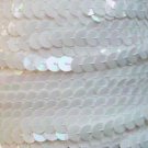 Sequin Trim White Iris Rainbow 8mm flat strung by the yard. Made in USA.
