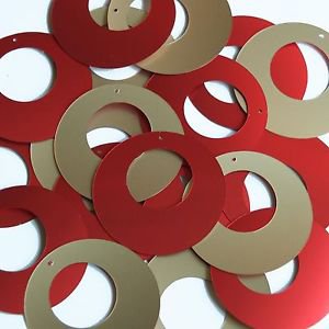 Circle Loop Sequin 1.5" Red Gold Matte Silk Frost Matte Silk Frost