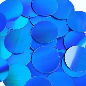 Blue Laser Sheen Reflective Metallic Sequins Round 1.5" Large Couture Paillettes